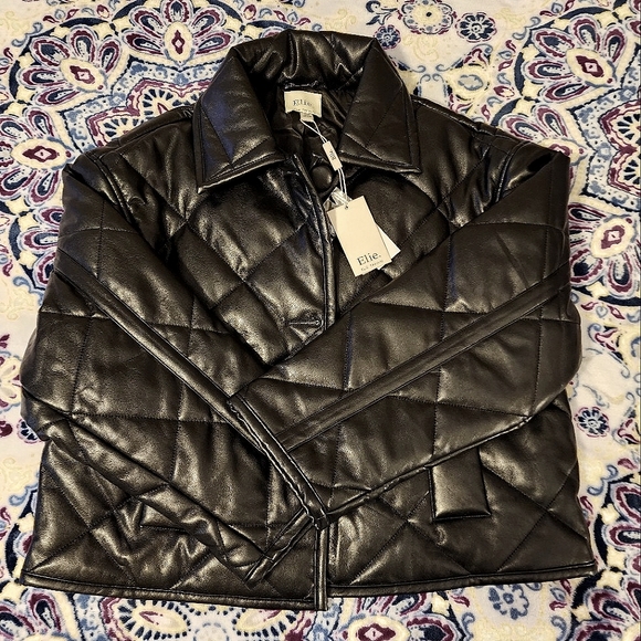 Elie Tahari Jackets & Blazers - NWT Elie Tahari Faux Leather Quilted Jacket NWT